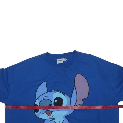 Disney Stitch Blue Pullover Sweatshirt Women 2XL Graphic Print Crew Neck