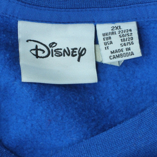 Disney Stitch Blue Pullover Sweatshirt Women 2XL Graphic Print Crew Neck