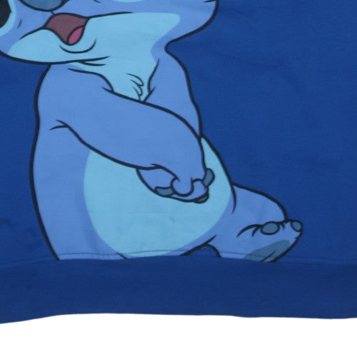 Disney Stitch Blue Pullover Sweatshirt Women 2XL Graphic Print Crew Neck
