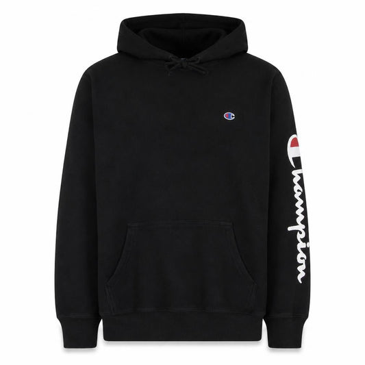 Champion Men's Black Pullover Hoodie L Logo Hooded Sweatshirt