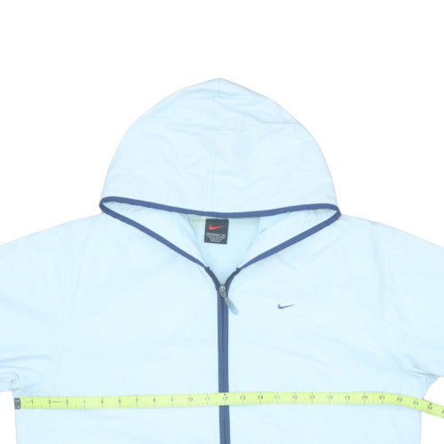 Nike Women's Blue Windbreaker Jacket L (14) Hooded Lightweight