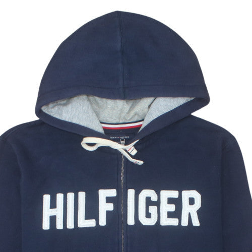 Tommy Hilfiger Men’s Blue Full Zip Hoodie L Logo Fleece Sweatshirt