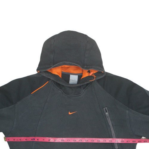 Nike Men's Black Hoodie Orange Lined Pullover Size M Fleece Sportswear