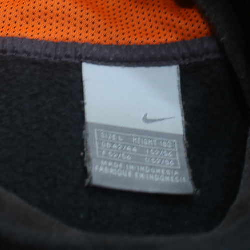 Nike Men's Black Hoodie Orange Lined Pullover Size M Fleece Sportswear