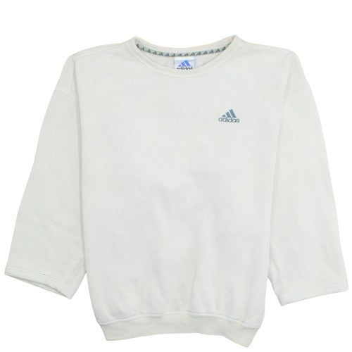 Adidas Women's White Crew Neck Sweatshirt Size M Relaxed Fit