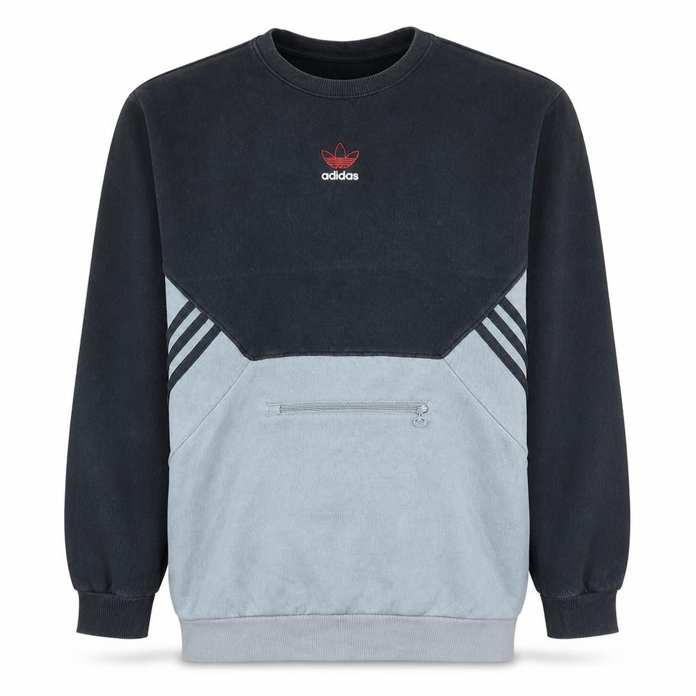 Adidas Men's Black Grey Pullover Sweatshirt Size M Crew Neck Logo