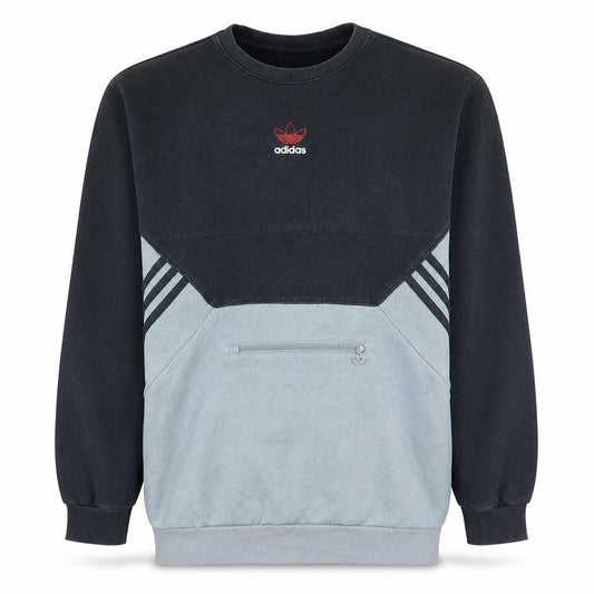 Adidas Men's Black Grey Pullover Sweatshirt Size M Crew Neck Logo