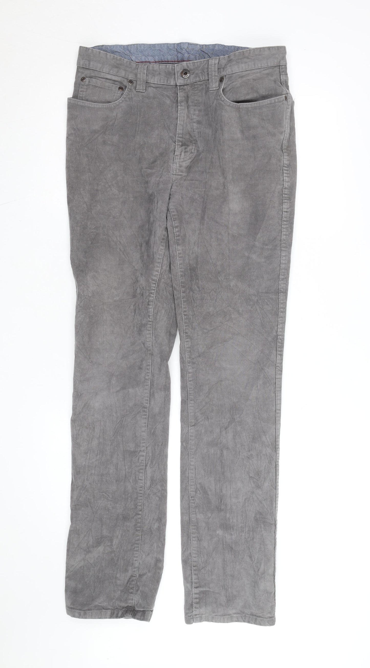 L.L.Bean Men's Grey Corduroy Chino Trousers 32W 34L Regular Fit