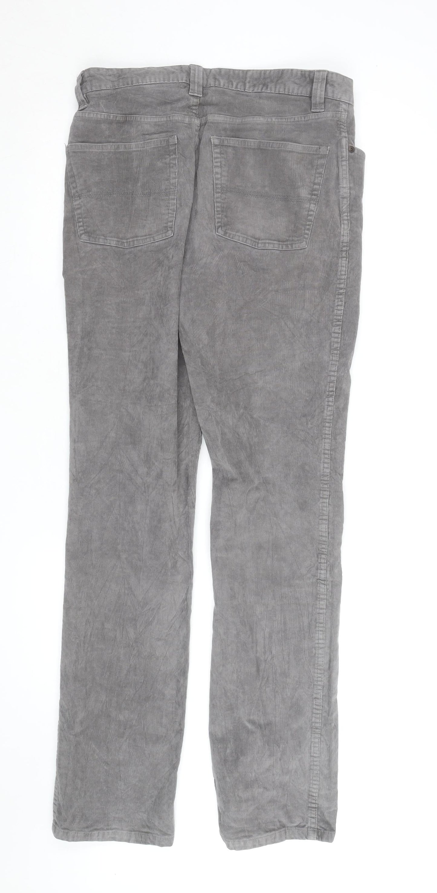 L.L.Bean Men's Grey Corduroy Chino Trousers 32W 34L Regular Fit