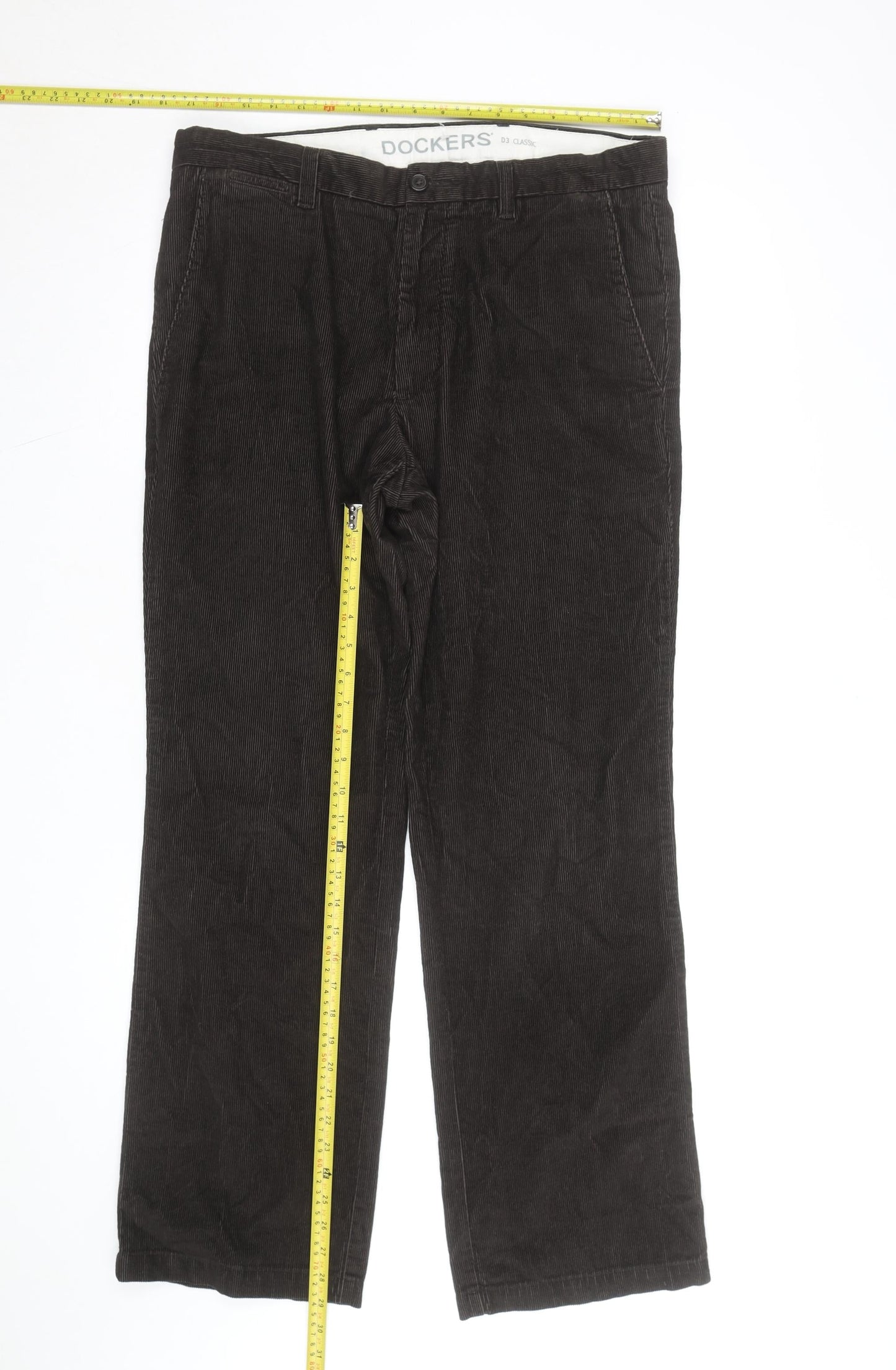 Dockers Men's Brown Corduroy Classic Fit Chino Trousers 34x32