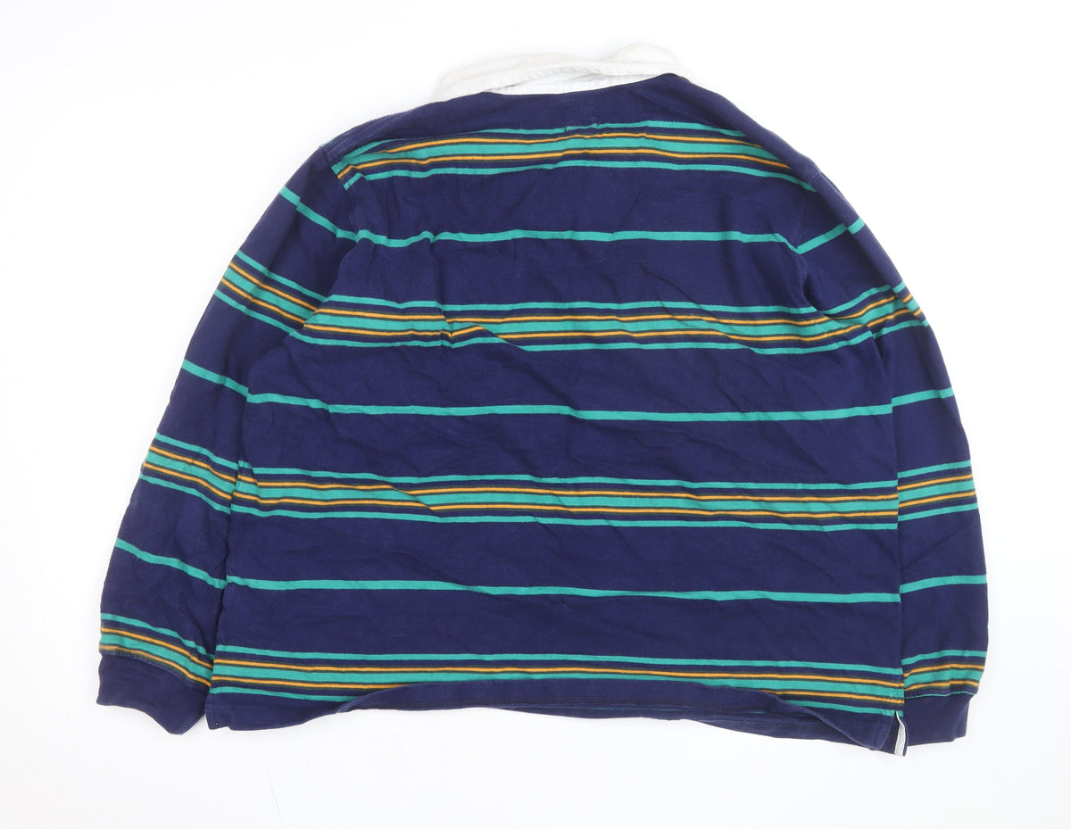 Levi's Men's Blue Striped Rugby Shirt XL Relaxed Fit Long Sleeve
