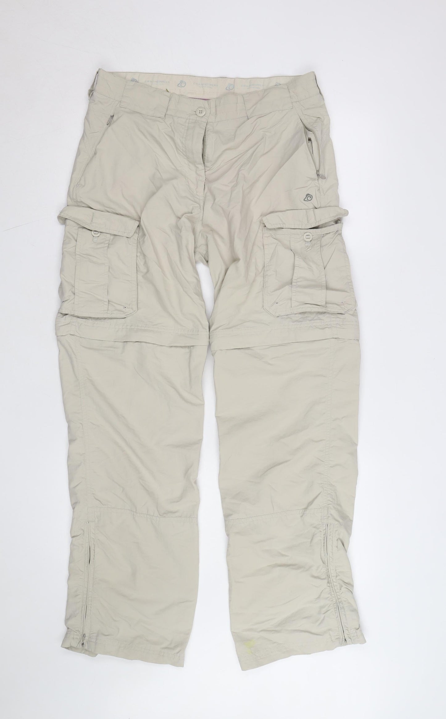 Craghoppers Women Beige Cargo Convertible Trousers UK 12