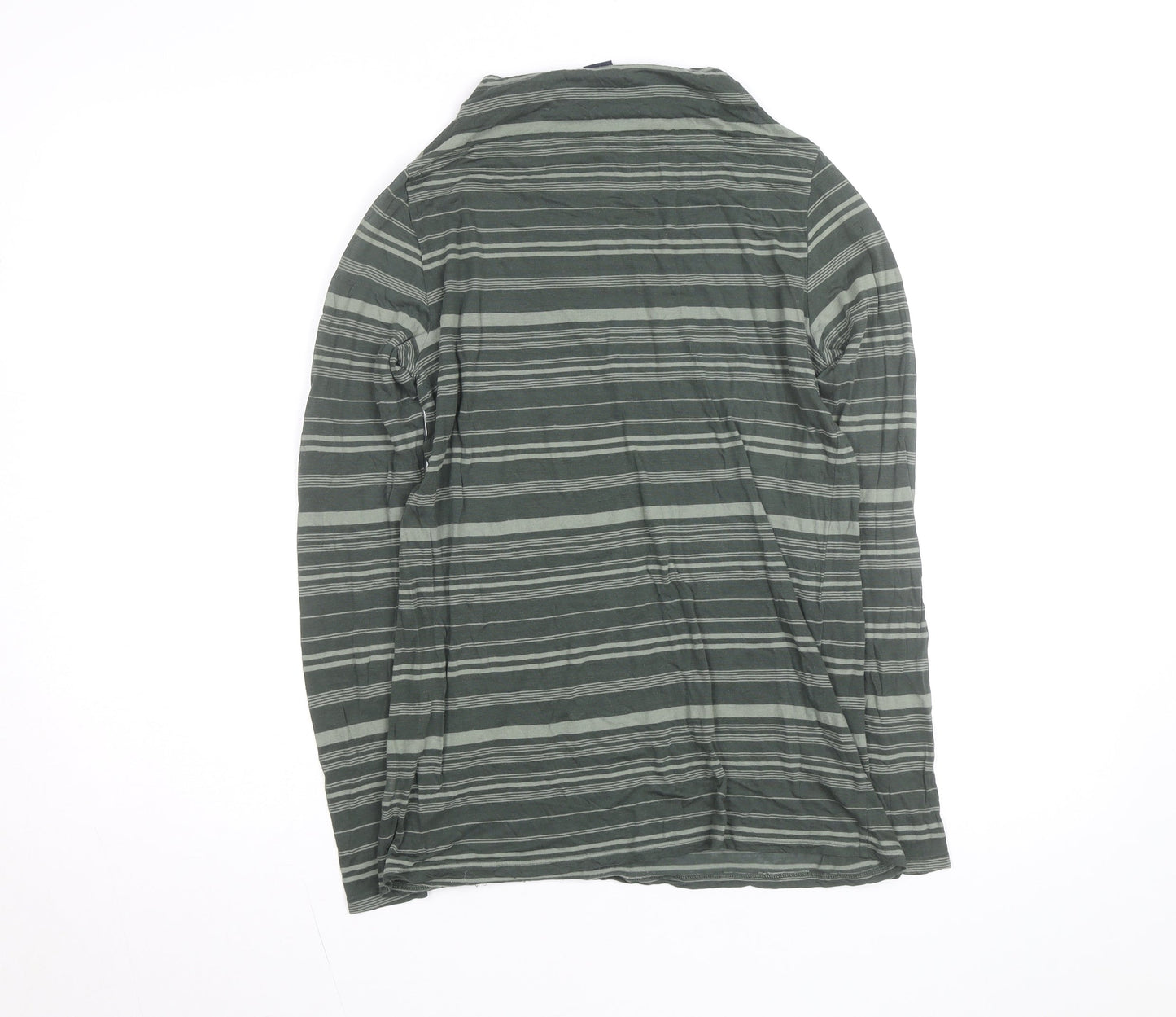 GAP Women's Green Striped Long Sleeve Cowl Neck T-Shirt M