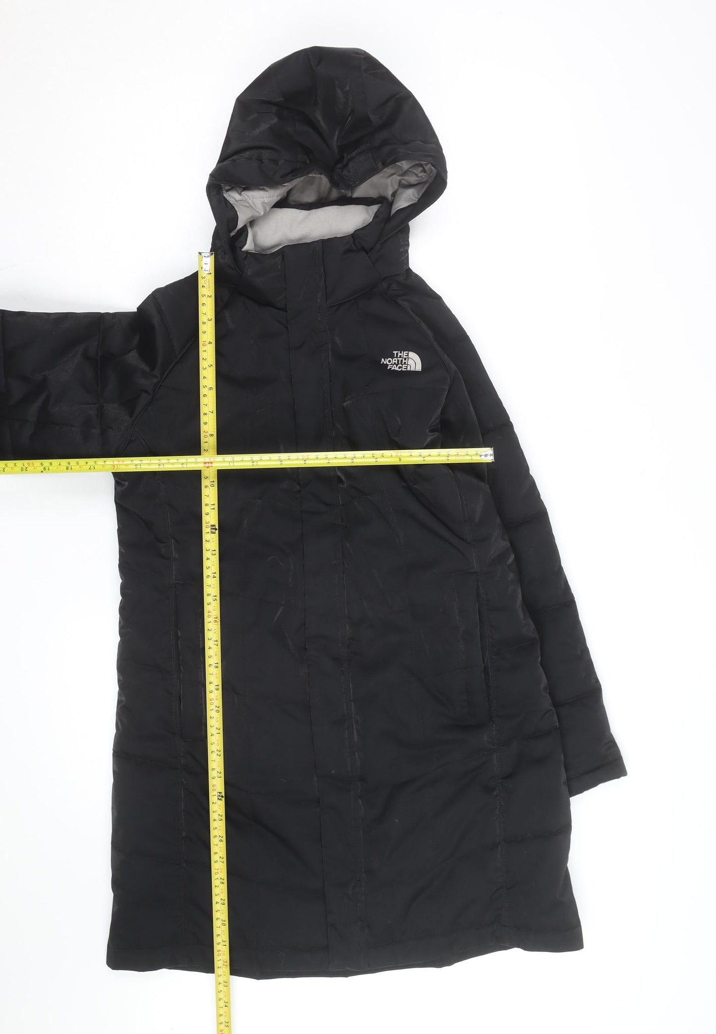 The North Face Women's Black Long Hooded Puffer Coat Size 14