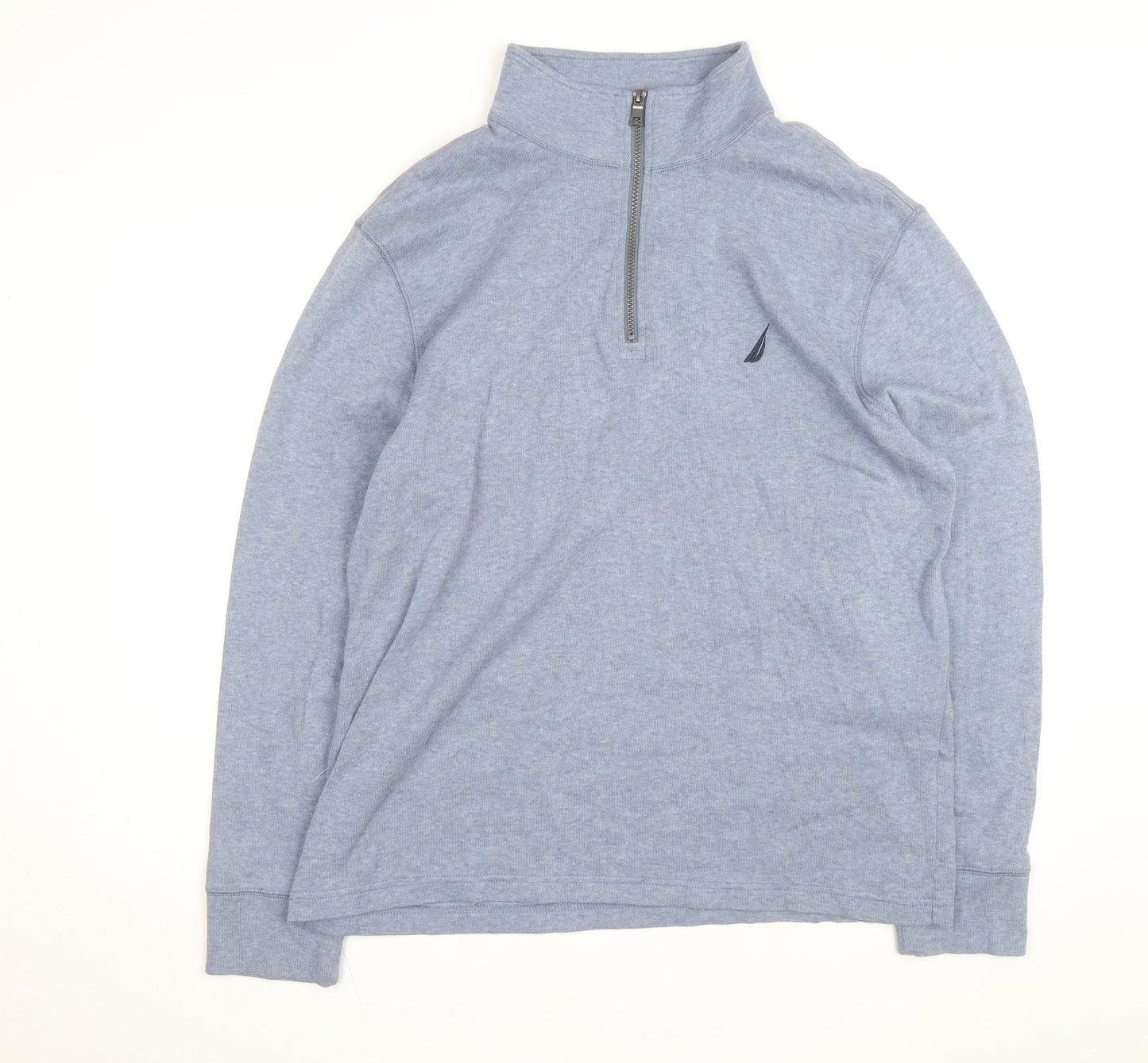 Nautica Men's Blue XL 1/4 Zip Cotton High Neck Jumper
