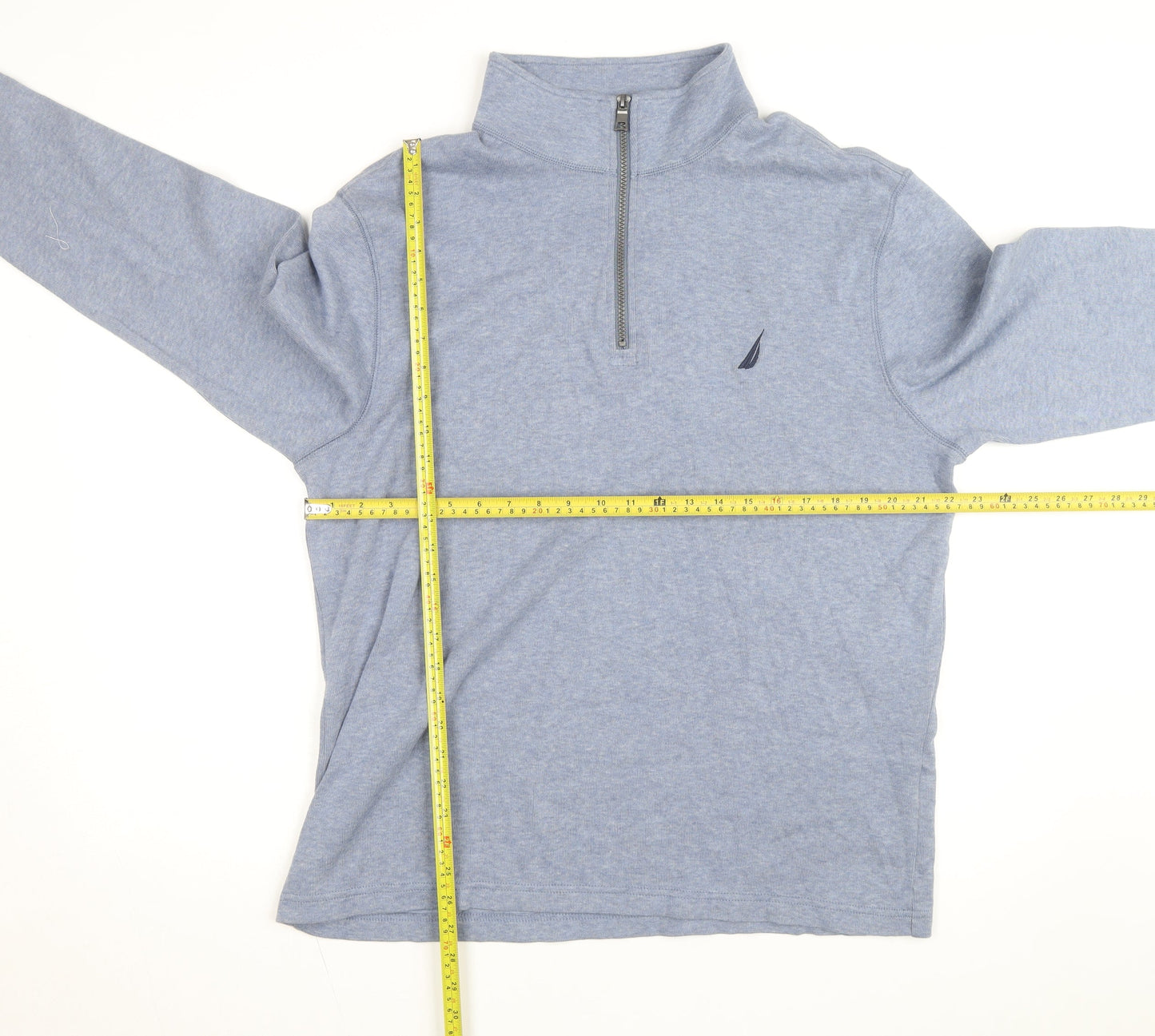 Nautica Men's Blue XL 1/4 Zip Cotton High Neck Jumper
