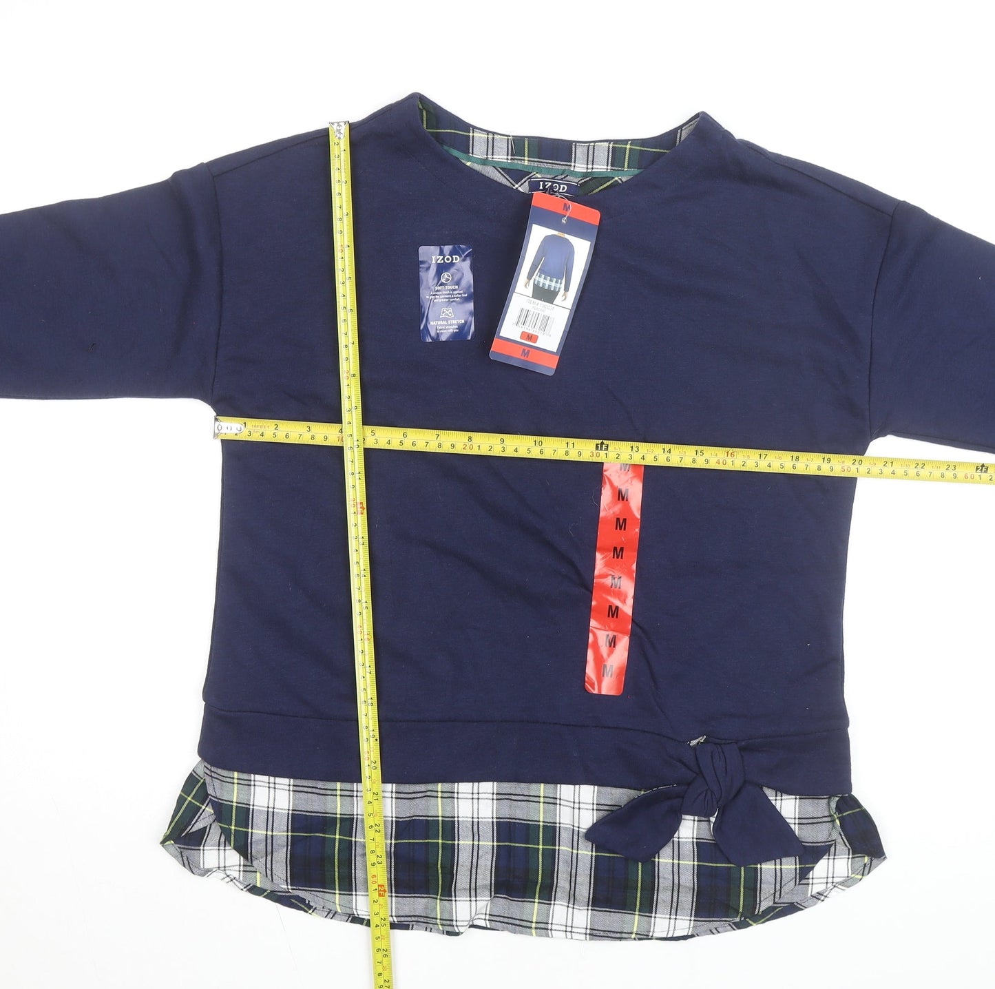 IZOD Women Blue Cotton Crew Neck Pullover Jumper M