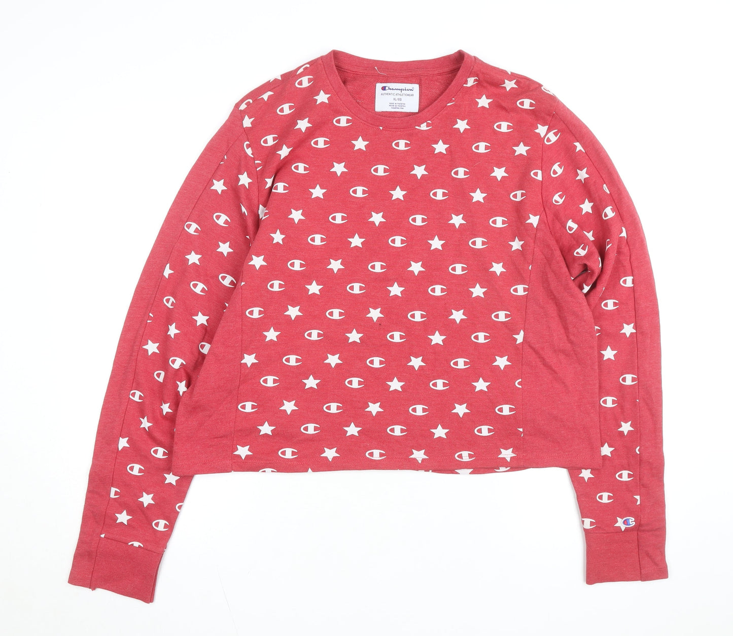 Champion Womens Red Star Logo Long Sleeve Pullover Sweatshirt XL