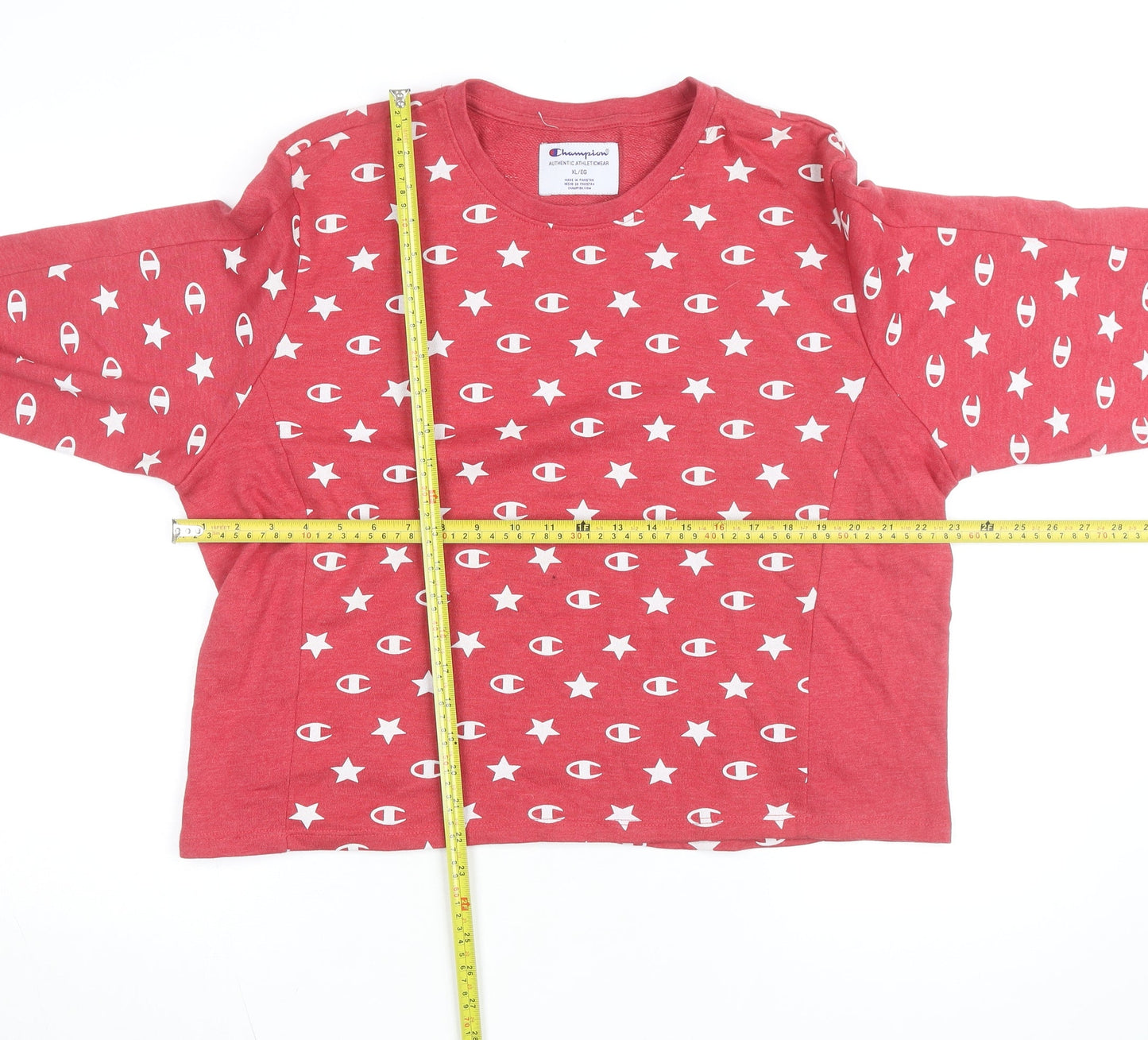Champion Womens Red Star Logo Long Sleeve Pullover Sweatshirt XL