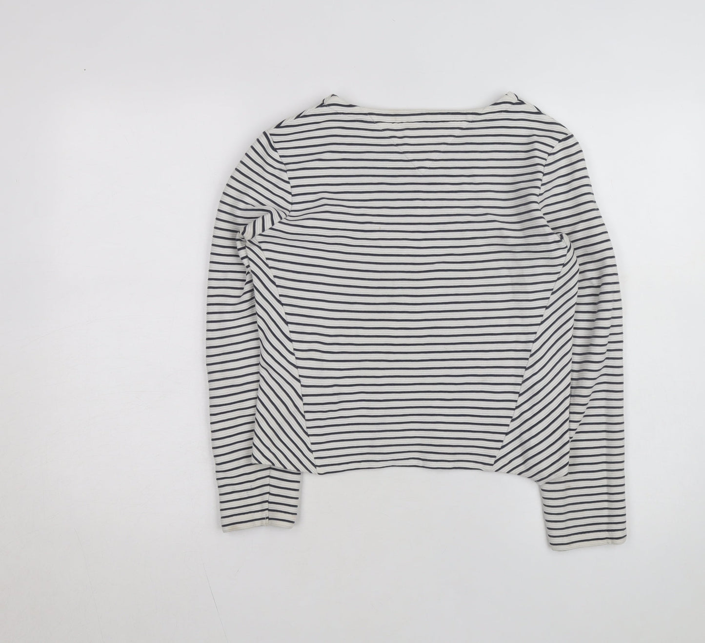 Tommy Hilfiger Women’s White Striped Long Sleeve Cotton T-Shirt S