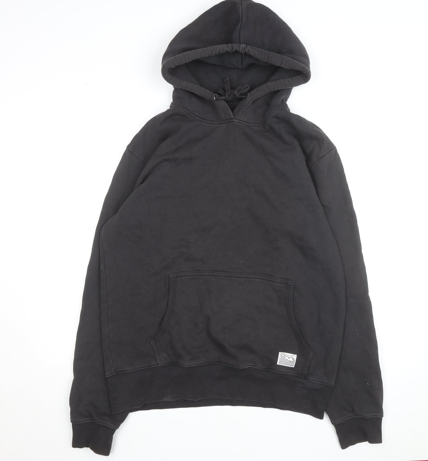 Silverstick Mens Black Organic Cotton Pullover Hoodie L