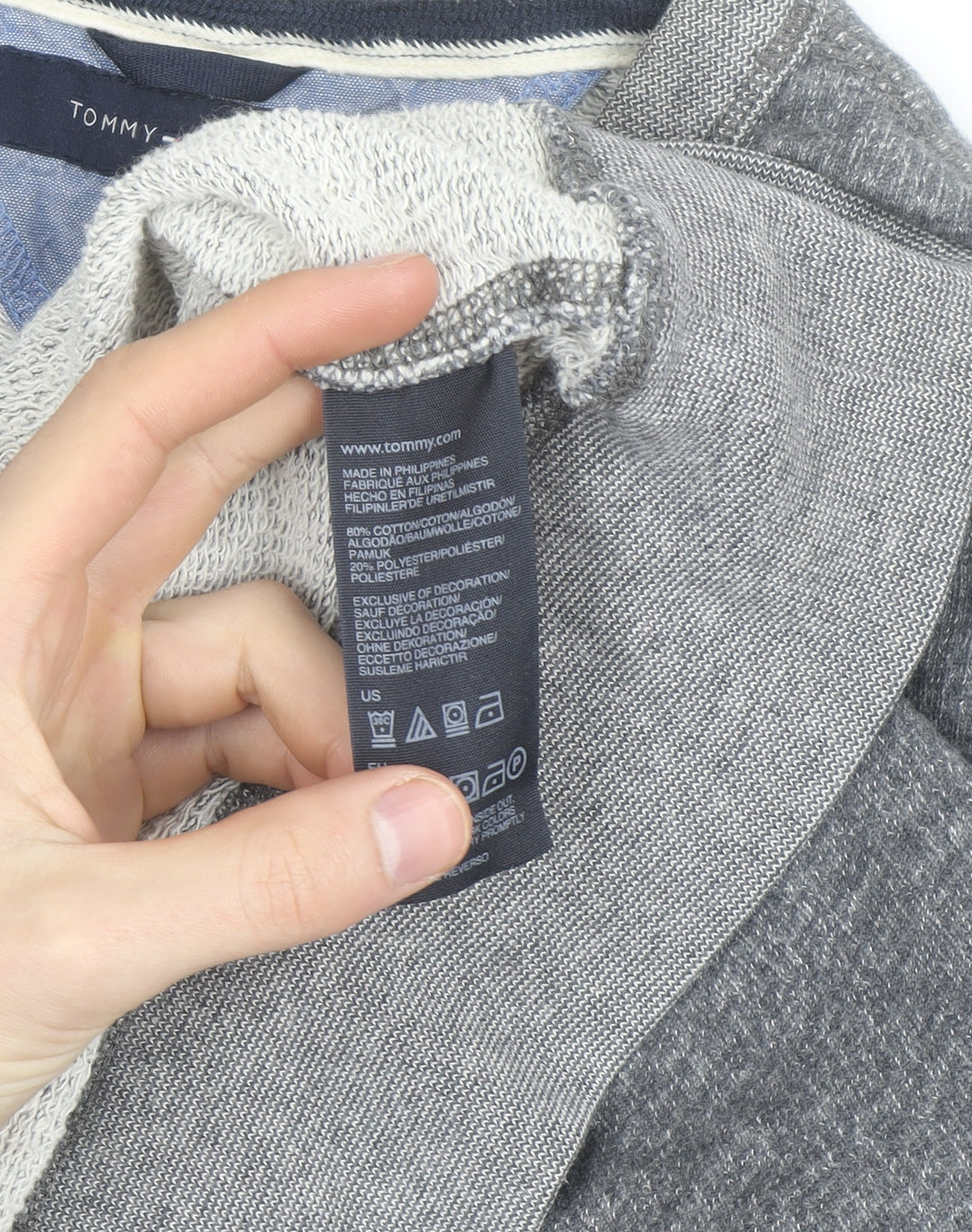 Tommy Hilfiger Men's Grey Cotton Crew Neck Pullover Sweatshirt M