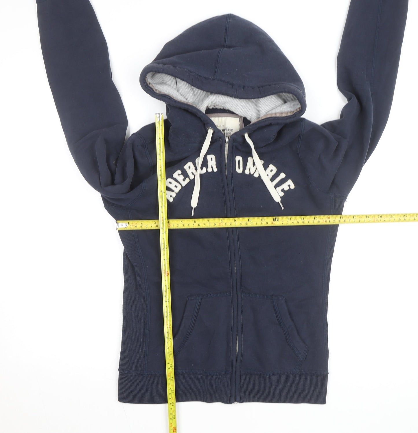 Abercrombie & Fitch Womens Navy Blue Full Zip Hoodie Size L Cotton Blend