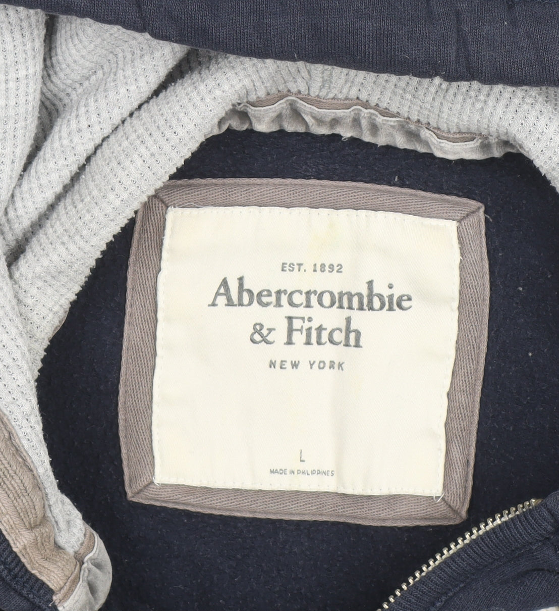 Abercrombie & Fitch Womens Navy Blue Full Zip Hoodie Size L Cotton Blend