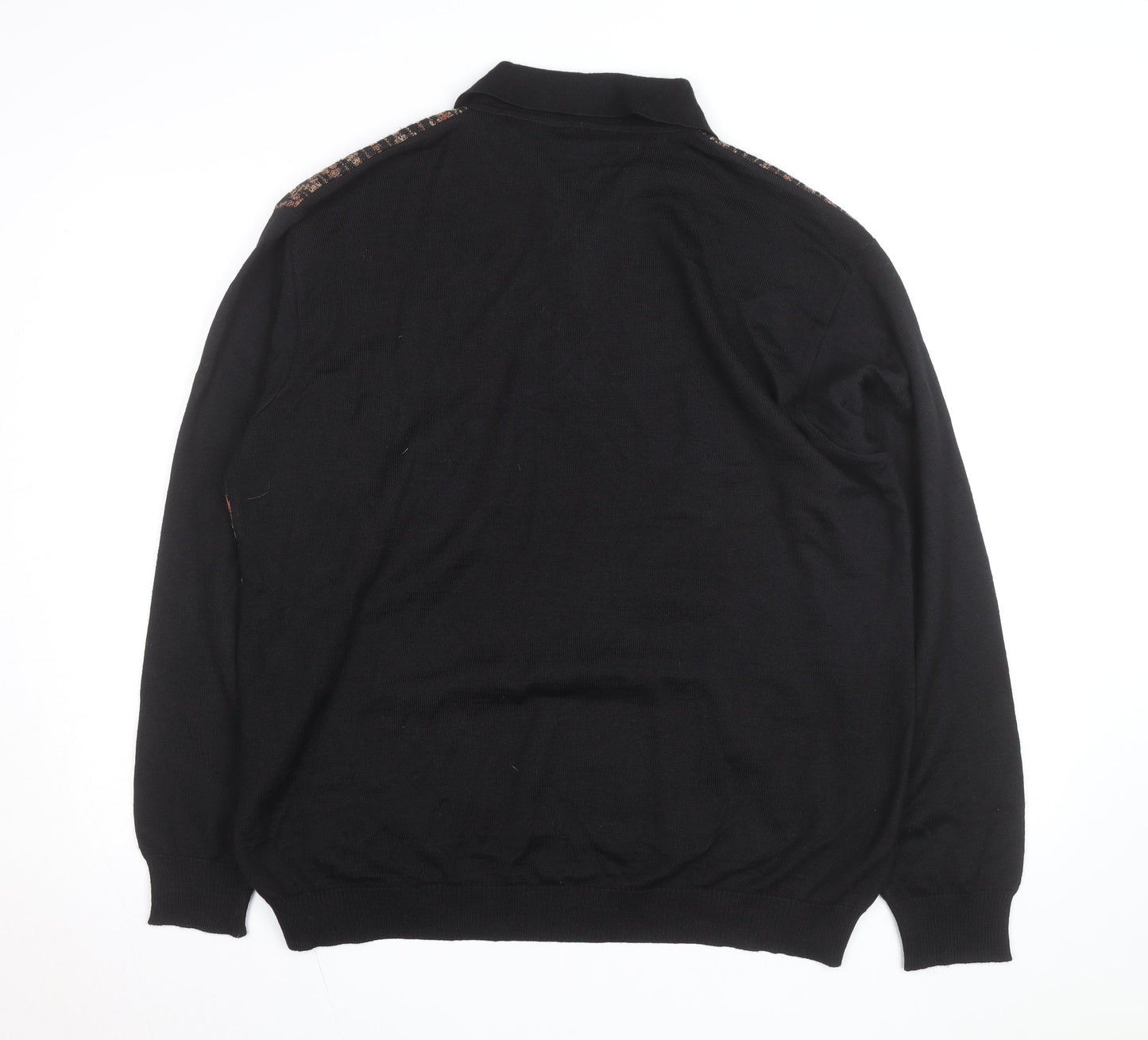 Gionfriddo Men's Black Geometric Knit Long Sleeve Button-Up XL
