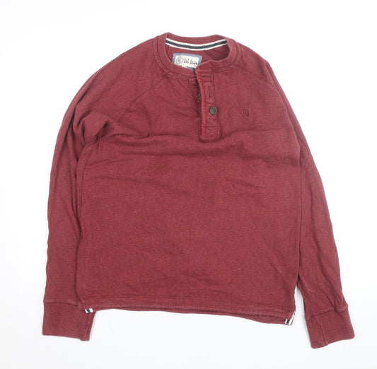 Fat Face Men's Red Long Sleeve Henley Cotton Top Size M