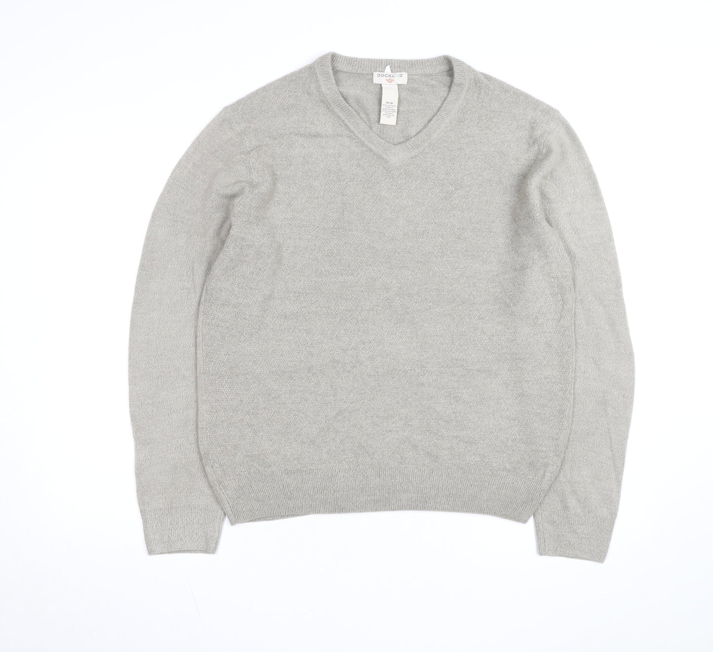 Dockers Men Grey V-Neck Acrylic Pullover Jumper M