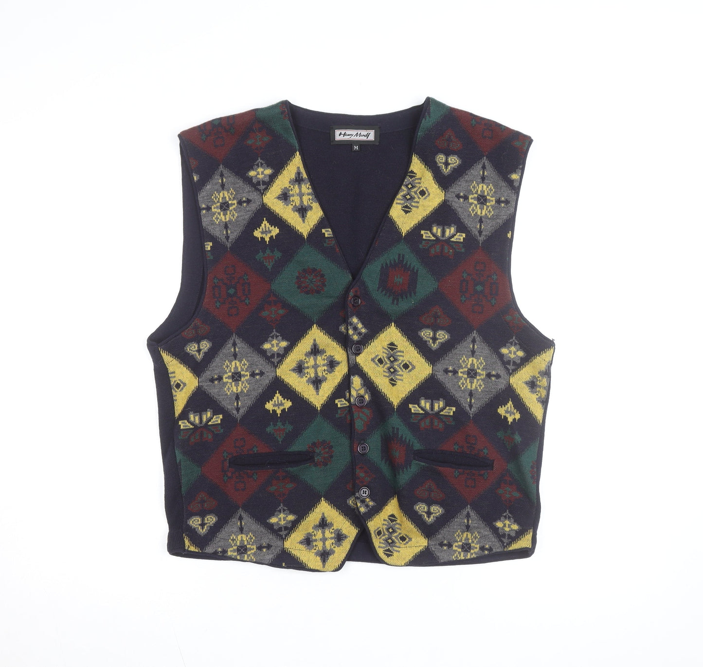 Henry Morely Men's Multicoloured Wool Knit Aztec Vest M