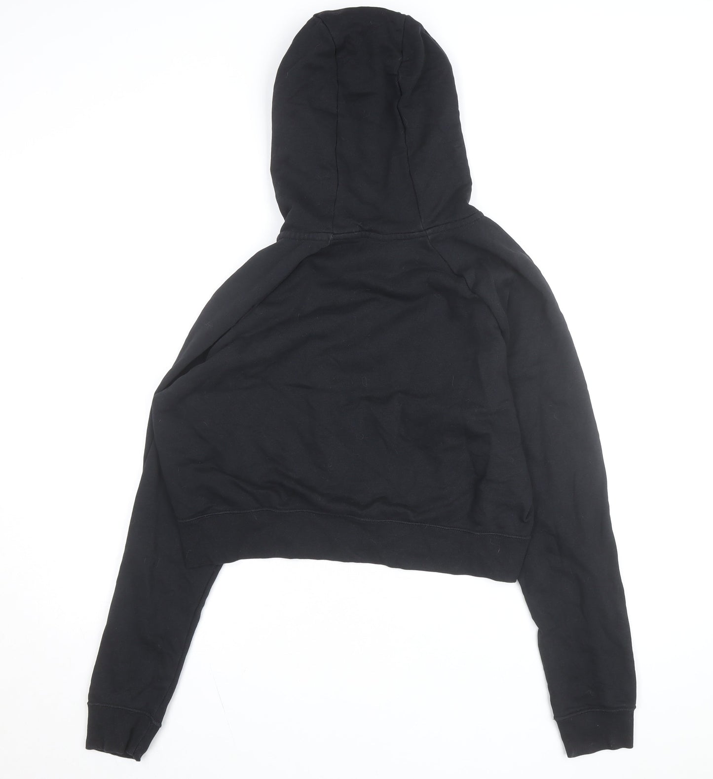 Nike Women Black L Pullover Hoodie Logo Cropped Sweatshirt