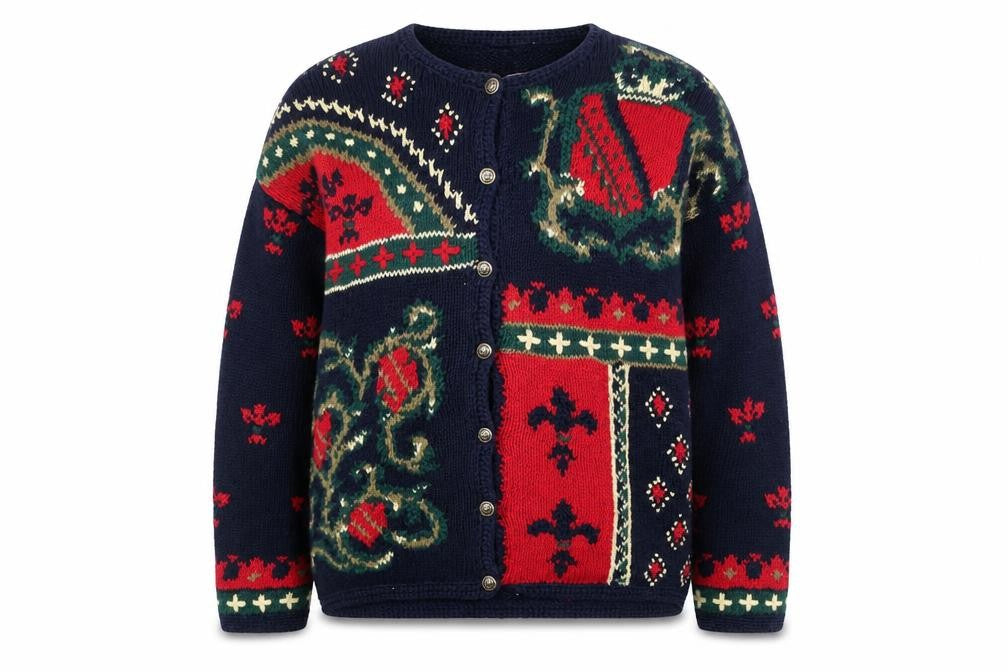 Talbots Mens Multicoloured Knit Cardigan M Retro Winter Jumper