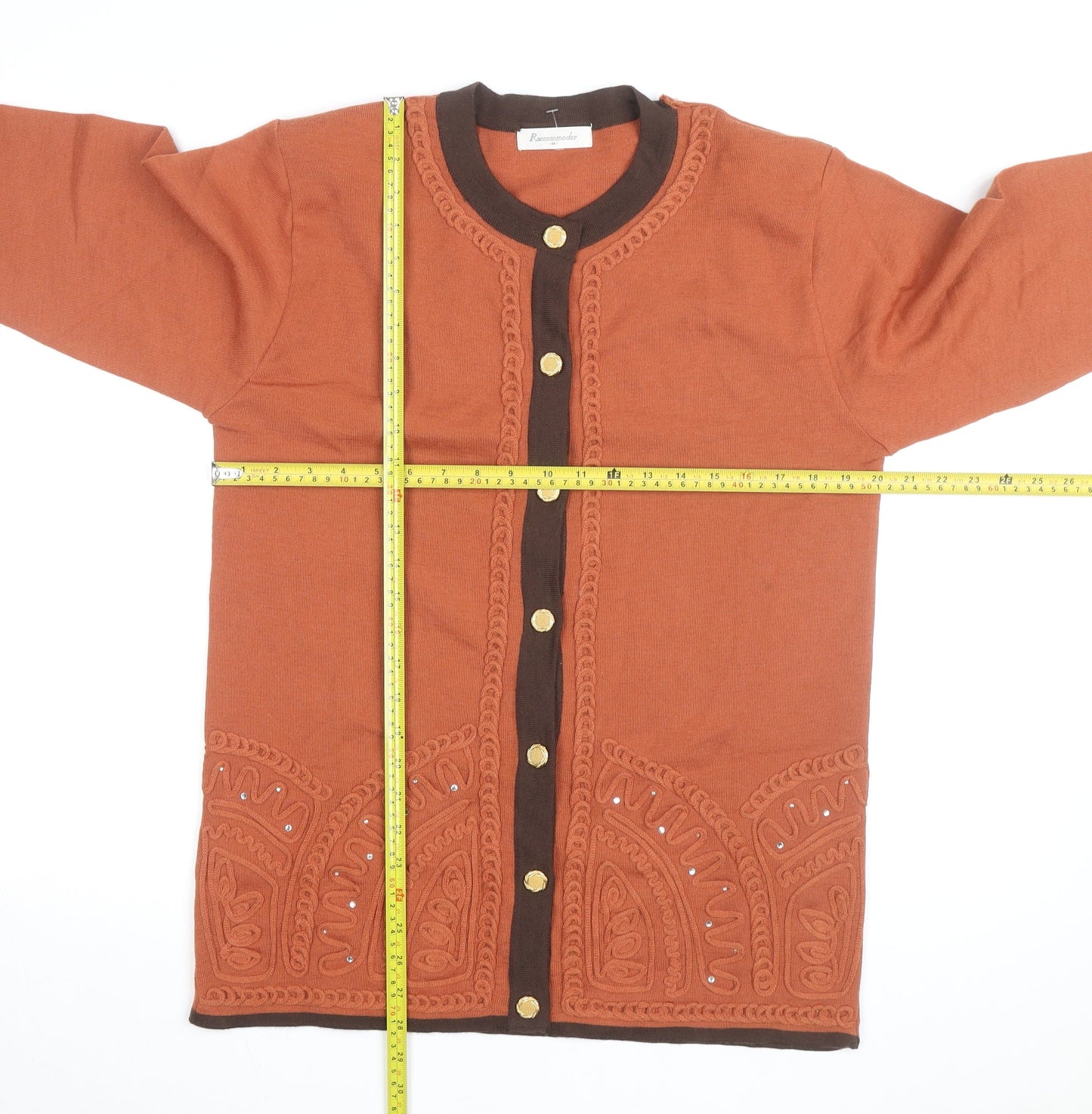 Raccommoder Women’s Brown Wool Long Sleeve Embroidered Cardigan M
