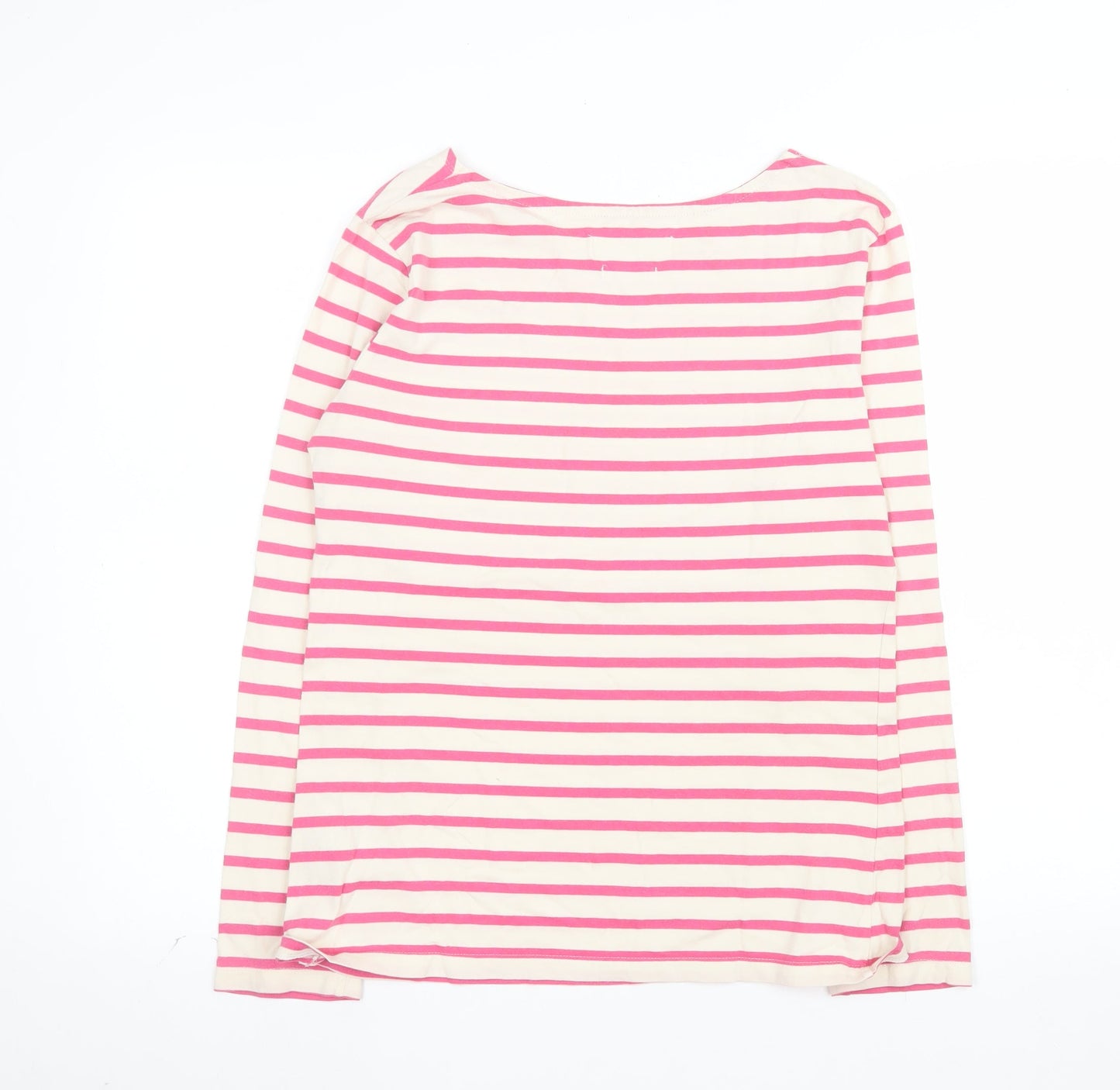 Seasalt Women Pink Striped Long Sleeve Organic Cotton Sailor T-Shirt Size 10