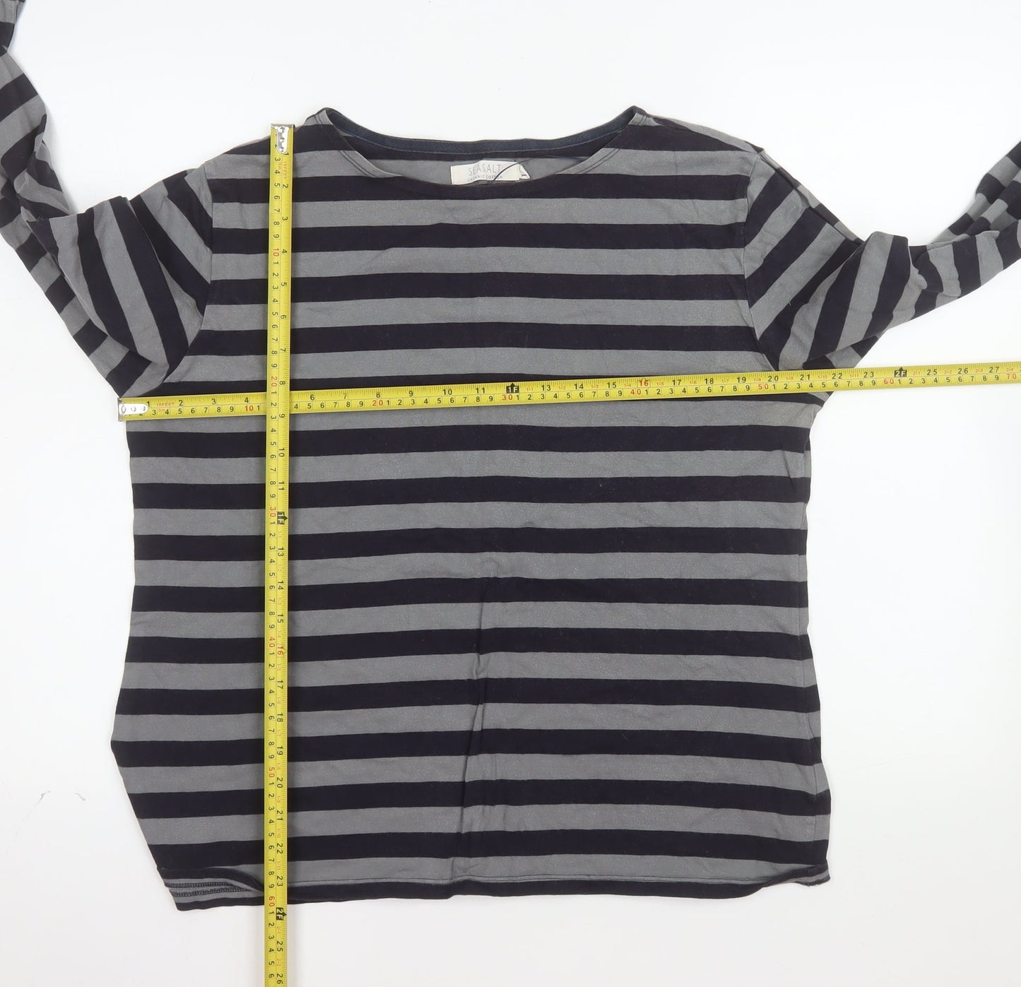 Seasalt Women’s Blue Striped Sailor Long Sleeve Cotton T-Shirt UK 18