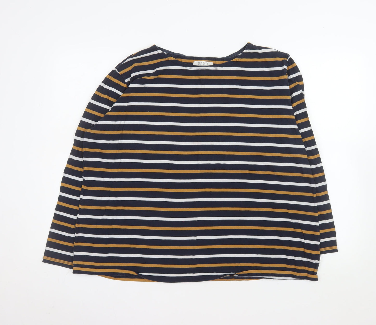 Seasalt Women Blue Striped Sailor Shirt Size 24 Cotton Long Sleeve