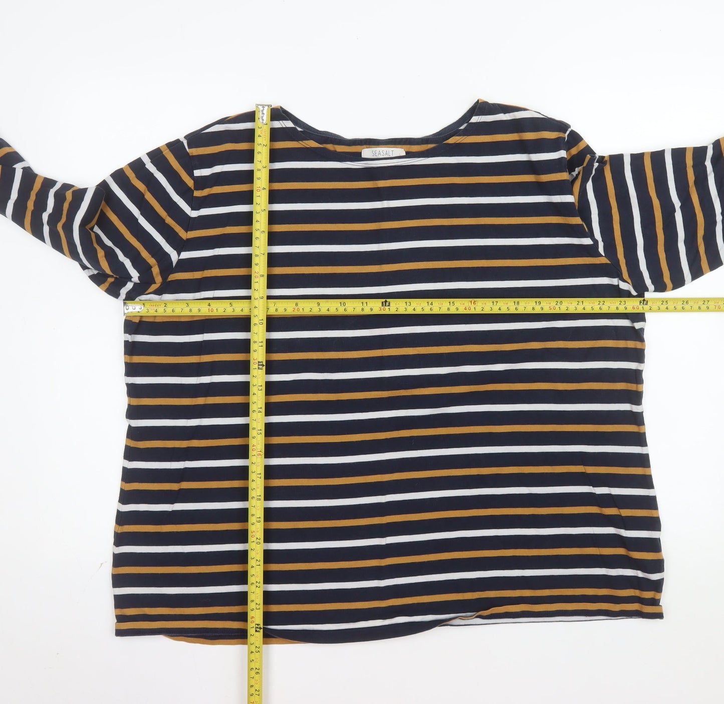 Seasalt Women Blue Striped Sailor Shirt Size 24 Cotton Long Sleeve