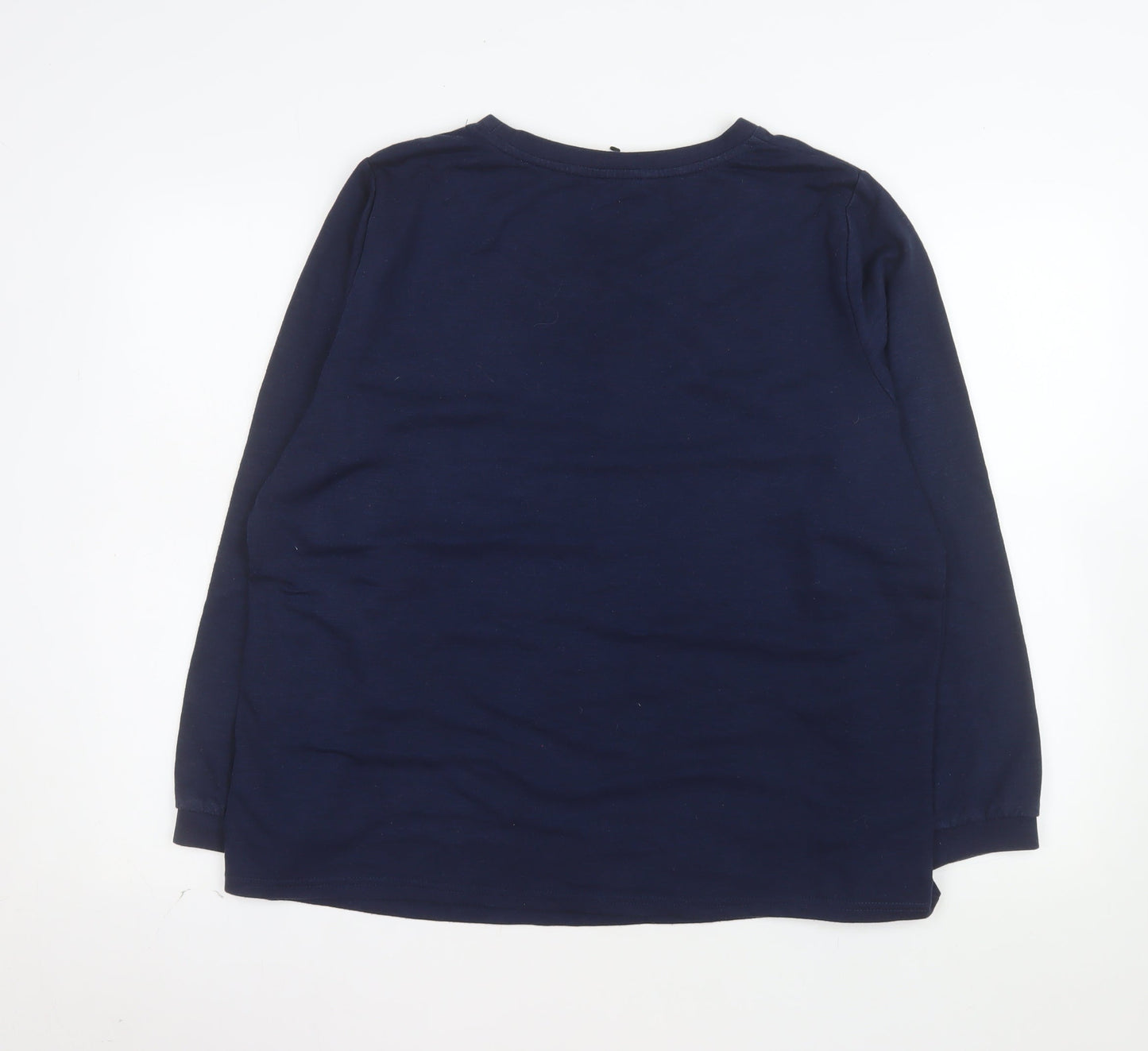 Bonmarché Women Navy Embroidered Floral Pullover Sweatshirt Size 18