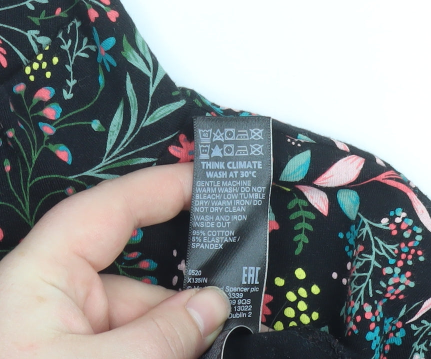 Marks and Spencer Women's Multicoloured Floral Long Sleeve T-Shirt Size 16