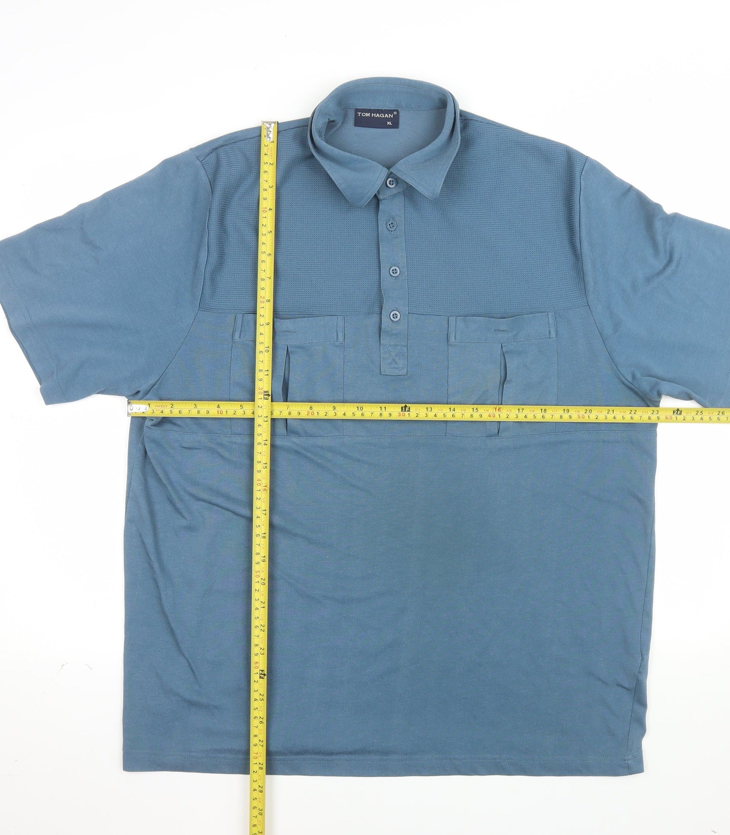 Tom Hagan Men's Blue XL Short Sleeve Cotton Polo Shirt
