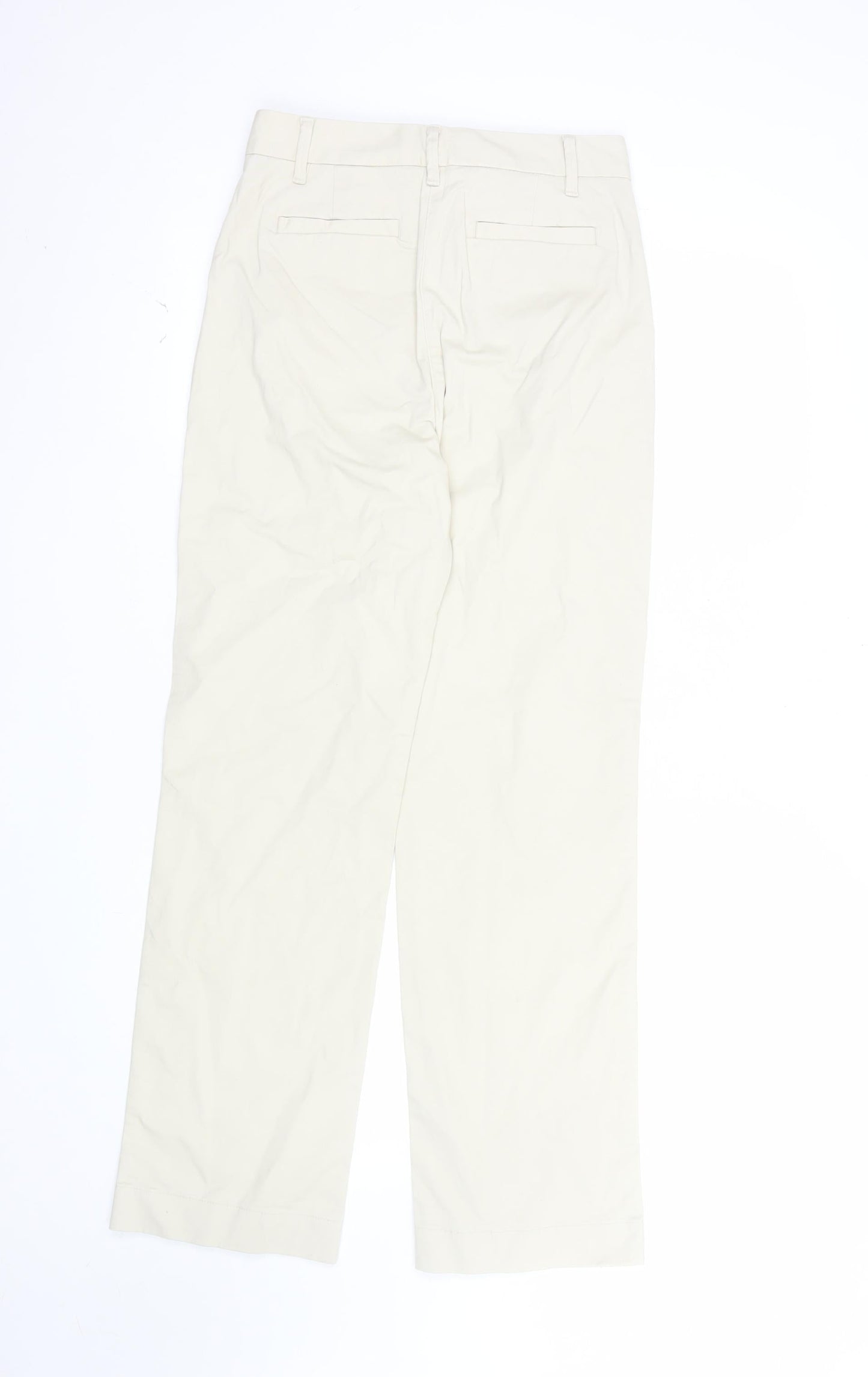 Marks and Spencer Women Beige Chino Trousers Size 6 Regular Cotton Twill
