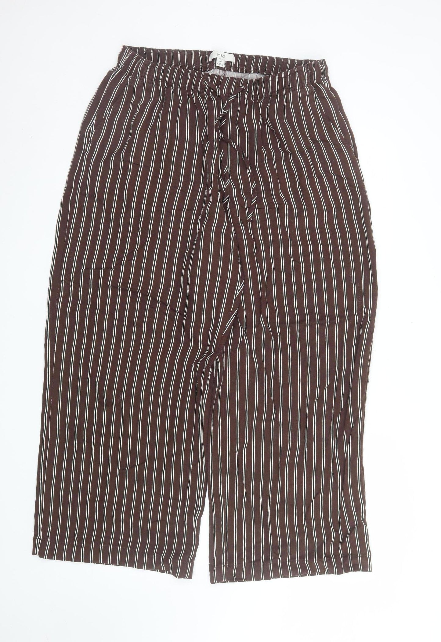 Marks and Spencer Women’s Brown Striped Cropped Trousers Size 14