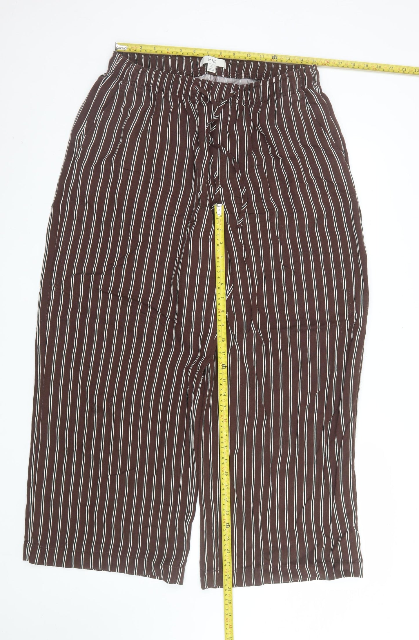 Marks and Spencer Women’s Brown Striped Cropped Trousers Size 14