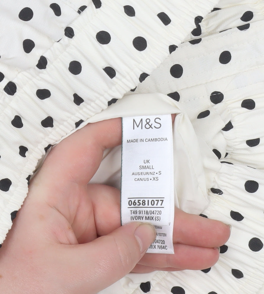 Marks and Spencer Womens Ivory Polka Dot Bomber Jacket Size S