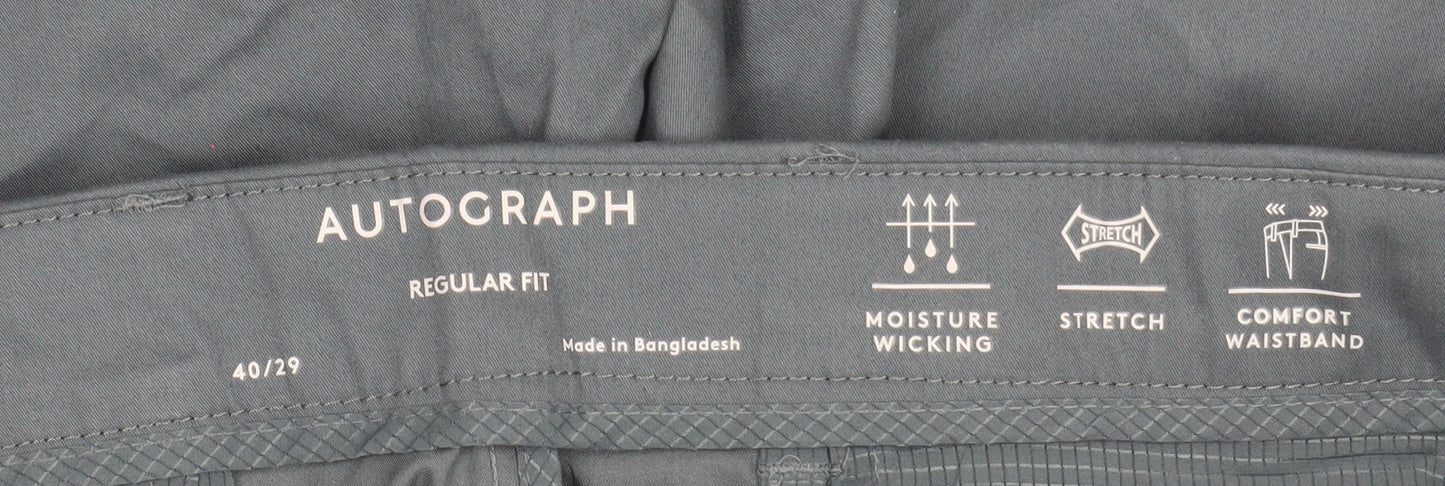 Marks and Spencer Autograph Mens Blue Regular Fit Chino Trousers 40/29