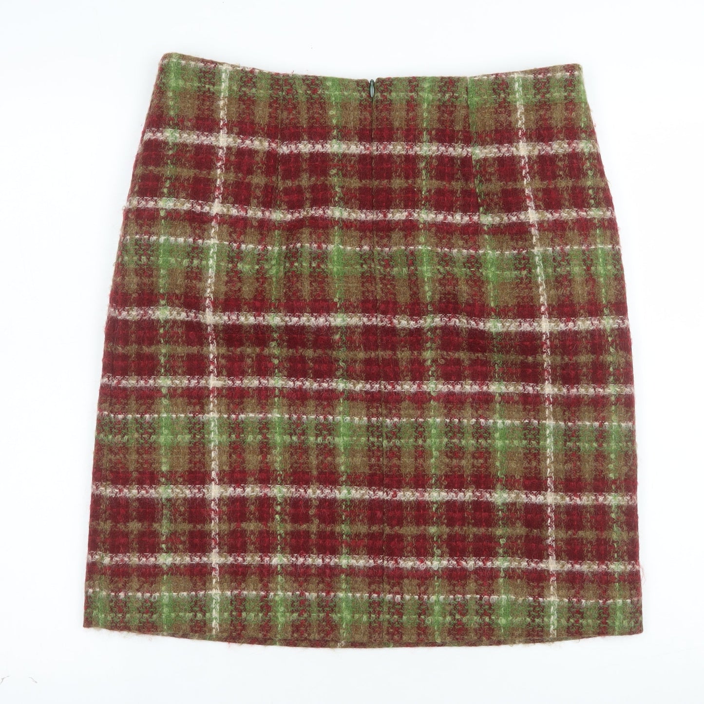 Laura Ashley Women’s Multicoloured Wool Tweed Check Pencil Skirt UK 12