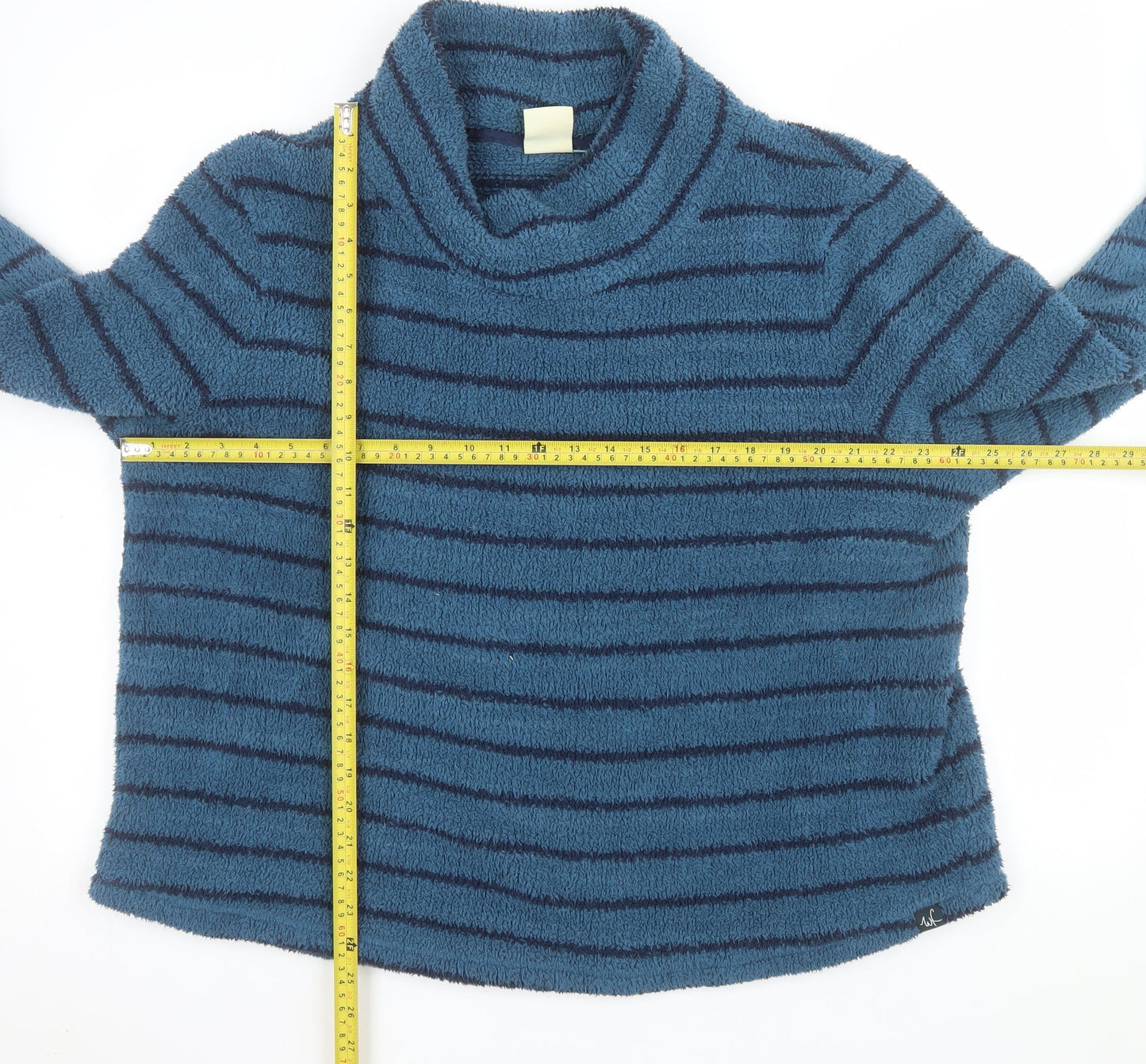 Weird Fish Women’s Blue Striped Pullover Fleece Sweatshirt Size 20