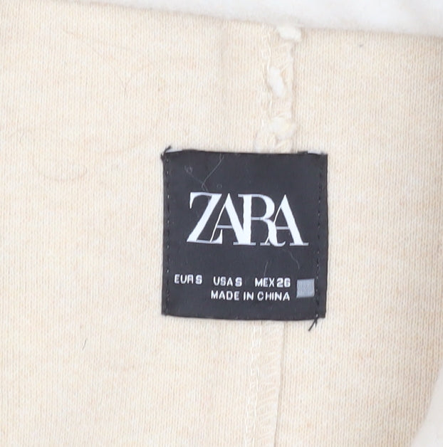 ZARA Women Ivory Wool Blend Long Overcoat Size S Classic Style